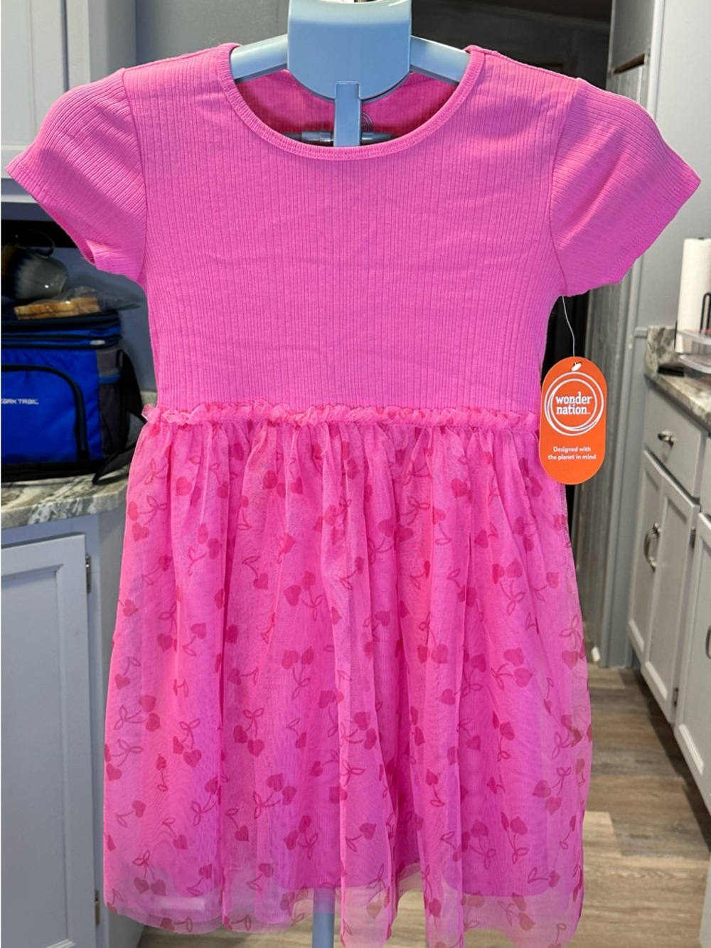 wonder nation Bright Pink Short-Sleeve Tulle Sundress